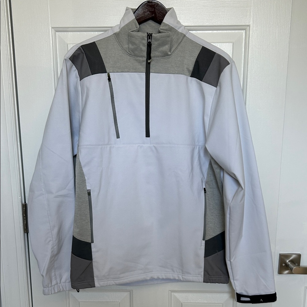 Antigua Men's White and Gray Performance Jacket